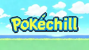PokeChill Gameplay-Screenshot mit Pokemon, die eine Route verteidigen